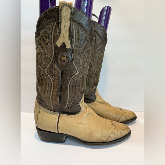 Vintage Cuadra Exotic Ostrich Leather Western Cowboy‎ Boots Men’s US 7.5 1990s